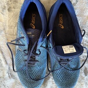 Asics Teal and Navy Knit Running Shoes